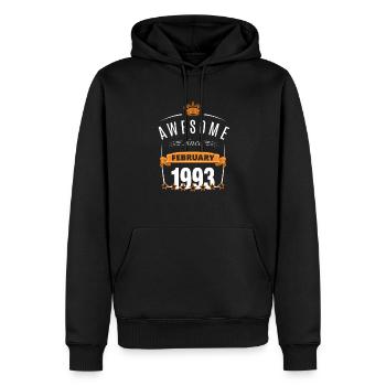 Février 1993 - Sweat à capuche Premium bio Homme - noir - Devant - Nico (187cm)