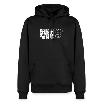 Cooking is a sensory delight for the brain - Men’s Premium Organic Hoodie - black - Front - Nico (187cm)