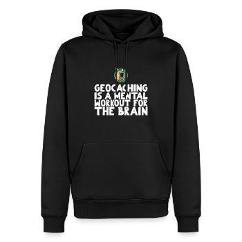 Le géocaching est un entraînement mental pour le cerveau - Sweat à capuche Premium bio Homme - noir - Devant - Nico (187cm)