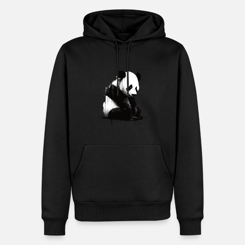 Panda-bär-schablone - Männer Premium Bio Hoodie - Schwarz