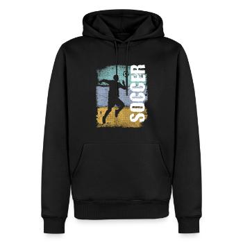 Soccer Vintage Retro Soccer Player - Men’s Premium Organic Hoodie - black - Front - Nico (187cm)