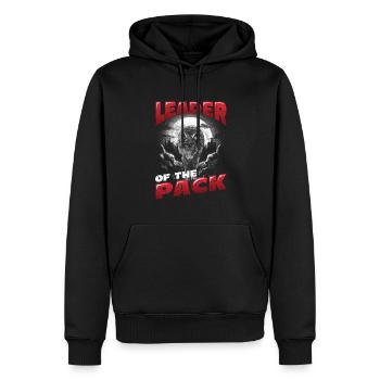 Chef de la meute, Maman Loup hurle à la lune - Sweat à capuche Premium bio Homme - noir - Devant - Nico (187cm)