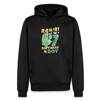 7th Birthday Boy Happy Birthday Dinosaurier - Männer Premium Bio Hoodie - Schwarz - Vorne - Nico (187cm)