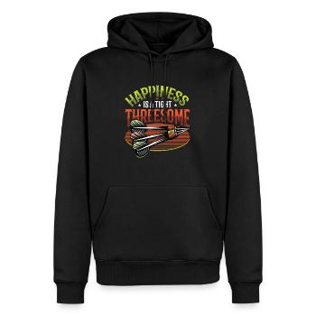 La chance est un trio proche, fléchettes - Sweat à capuche Premium bio Homme - noir - Devant - Nico (187cm)