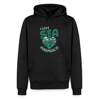 Ich Liebe Meerestiere, Herzform - Männer Premium Bio Hoodie - Schwarz - Vorne - Nico (187cm)
