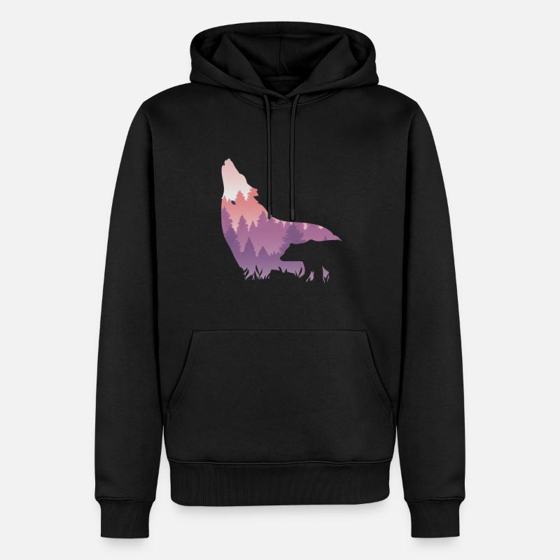 Loup - Sweat à capuche Premium bio Homme - noir