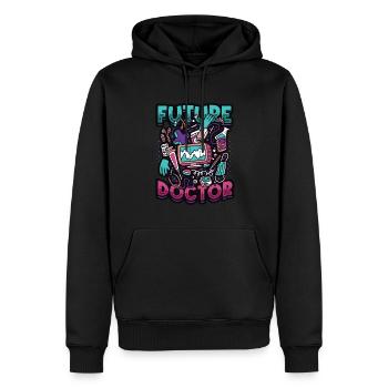 Futur médecin, étudiant en médecine - Sweat à capuche Premium bio Homme - noir - Devant - Nico (187cm)