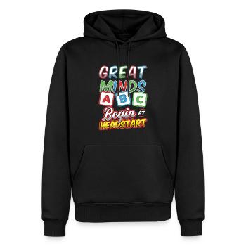 Great minds start at Headstart, ABCD Teacher - Men’s Premium Organic Hoodie - black - Front - Nico (187cm)