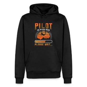 Pilot In Arbeit, Bitte Warten, Flugzeugtraining - Männer Premium Bio Hoodie - Schwarz - Vorne - Nico (187cm)