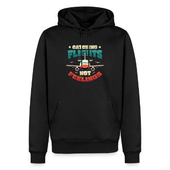 Voler au lieu de ressentir, flyer accro aux voyages - Sweat à capuche Premium bio Homme - noir - Devant - Nico (187cm)