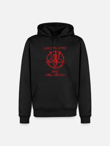 Love Pilates and Hail Satan - Men’s Premium Organic Hoodie - black