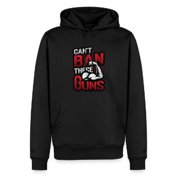 Can't Ban These Guns, Bizeps, Muscle, Bodybuilding - Männer Premium Bio Hoodie - Schwarz - Vorne - Nico (187cm)