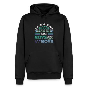 Des problèmes plus importants que les gars qui embrassent des garçons - Sweat à capuche Premium bio Homme - noir - Devant - Nico (187cm)