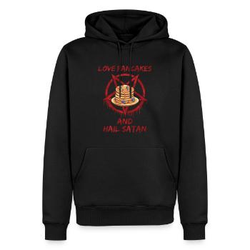 Love Pancakes and Hail Satan - Männer Premium Bio Hoodie - Schwarz - Vorne - Nico (187cm)