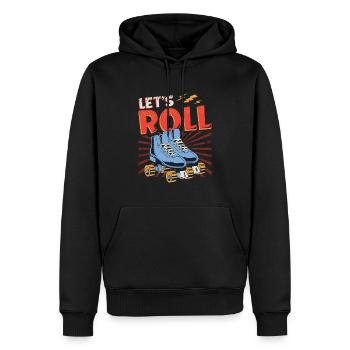 Let's Roll Roller Blade Skating, roller skater - Men’s Premium Organic Hoodie - black - Front - Nico (187cm)
