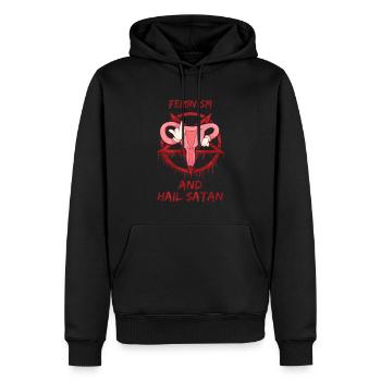 Feminism and Hail Satan - Männer Premium Bio Hoodie - Schwarz - Vorne - Nico (187cm)