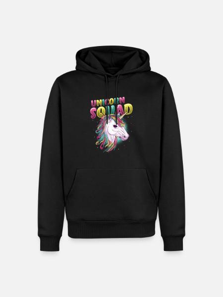 Einhorn, Kader, Mädchen - Männer Premium Bio Hoodie - Schwarz