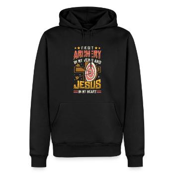 Archer religieux, Tir à l’arc - Sweat à capuche Premium bio Homme - noir - Devant - Nico (187cm)