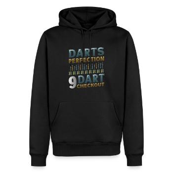 Dart Perfection, 9 Dart Checkout, Dart Spieler - Männer Premium Bio Hoodie - Schwarz - Vorne - Nico (187cm)