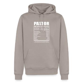 Pfarrer Pastor Nährwertangaben - Männer Premium Bio Hoodie - Taupe - Vorne - Nico (187cm)