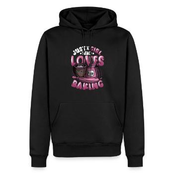 Only a girl who loves baking - Men’s Premium Organic Hoodie - black - Front - Nico (187cm)
