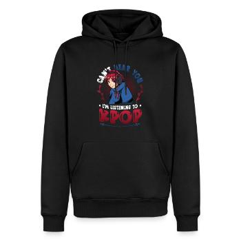 I don't hear you, I hear Kpop - Men’s Premium Organic Hoodie - black - Front - Nico (187cm)