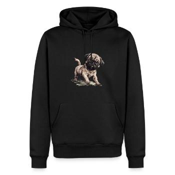 Cute Pug Little Dog - Men’s Premium Organic Hoodie - black - Front - Nico (187cm)