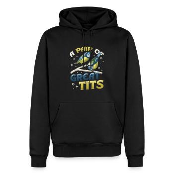 Ein Paar Kohlmeisen, Lustiger Vogelbeobachter - Männer Premium Bio Hoodie - Schwarz - Vorne - Nico (187cm)