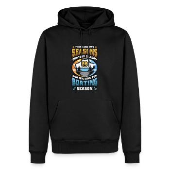 Warten Auf Die Bootssaison, Bootsführer - Männer Premium Bio Hoodie - Schwarz - Vorne - Nico (187cm)