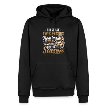 Warten Auf Die Bootssaison, Bootsführer - Männer Premium Bio Hoodie - Schwarz - Vorne - Nico (187cm)