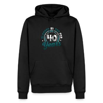 Religious by God for 40 years - Men’s Premium Organic Hoodie - black - Front - Nico (187cm)