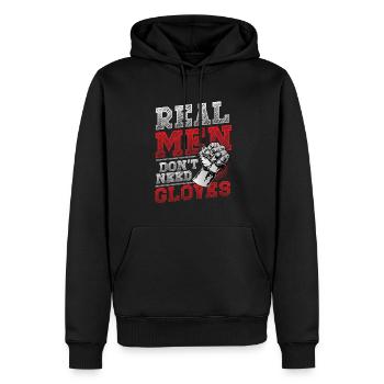 Echte Männer Brauchen Keine Handschuhe - Männer Premium Bio Hoodie - Schwarz - Vorne - Nico (187cm)