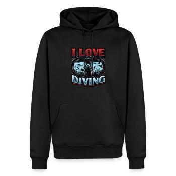J’adore la plongée, la plongée sous-marine - Sweat à capuche Premium bio Homme - noir - Devant - Nico (187cm)