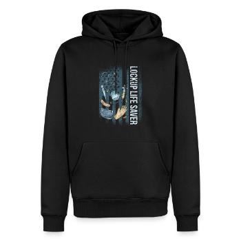 Infirmière correctionnelle sauveuse en milieu fermé - Sweat à capuche Premium bio Homme - noir - Devant - Nico (187cm)