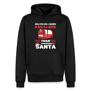 Mehr Pakete liefern Kurier und Bote - Männer Premium Bio Hoodie - Schwarz - Vorne - Nico (187cm)