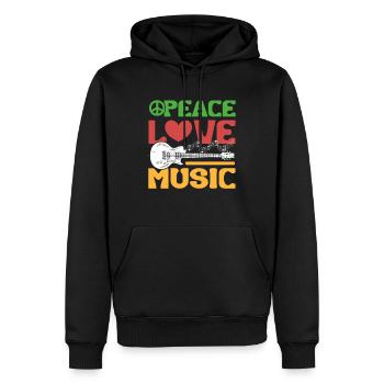 Peace Love Music Guitariste - Sweat à capuche Premium bio Homme - noir - Devant - Nico (187cm)