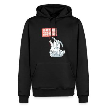 Kaninchen und Lippenstift Naturschützer - Männer Premium Bio Hoodie - Schwarz - Vorne - Nico (187cm)