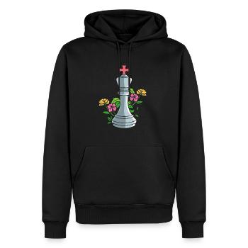 Königin Schachfigur mit Blumen Schachmeister - Männer Premium Bio Hoodie - Schwarz - Vorne - Nico (187cm)
