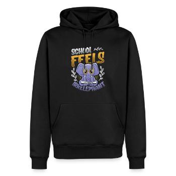 L’école se sent Irrelephant, anti-école - Sweat à capuche Premium bio Homme - noir - Devant - Nico (187cm)