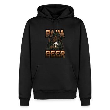 Papa Bier, Teddybär Trinkt Bier - Männer Premium Bio Hoodie - Schwarz - Vorne - Nico (187cm)
