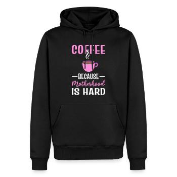 Café et mère accro au café - Sweat à capuche Premium bio Homme - noir - Devant - Nico (187cm)