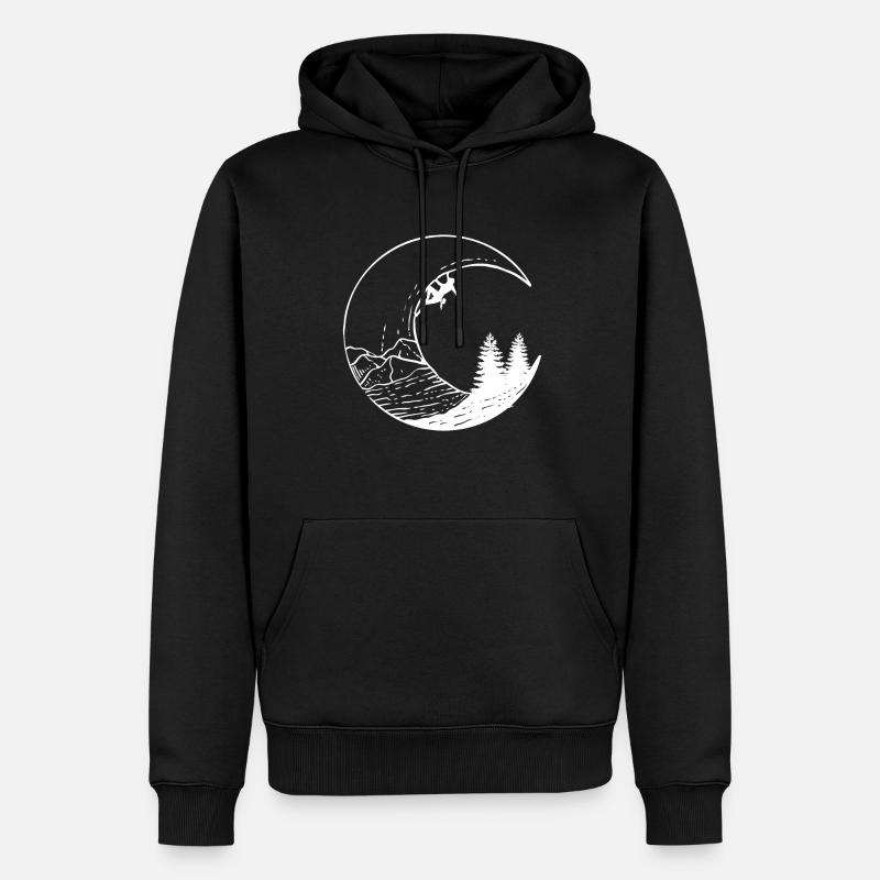 Lune et alpiniste - Sweat à capuche Premium bio Homme - noir