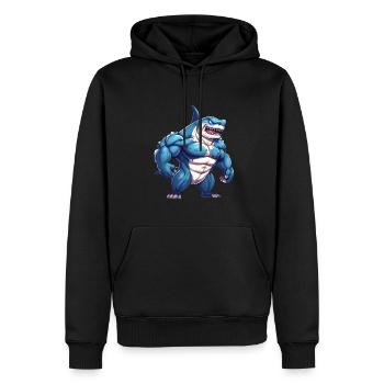 Bodybuilder Shark - Sweat à capuche Premium bio Homme - noir - Devant - Nico (187cm)