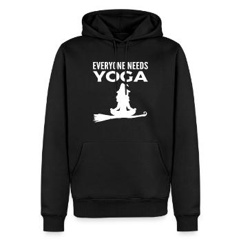Sorcière méditant professeur de yoga - Sweat à capuche Premium bio Homme - noir - Devant - Nico (187cm)