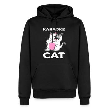 Karaoké Cat Chanteur - Sweat à capuche Premium bio Homme - noir - Devant - Nico (187cm)