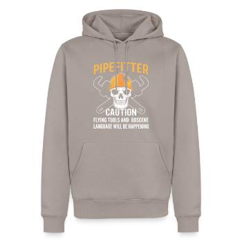 Drôle de plombier plombier - Sweat à capuche Premium bio Homme - taupe - Devant - Nico (187cm)