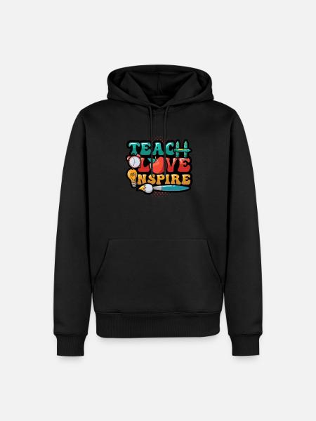 Teachers teach, love inspires - Men’s Premium Organic Hoodie - black