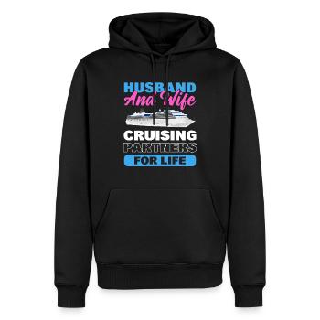 Mari et femme Partenaires de croisière pour le couple à vie - Sweat à capuche Premium bio Homme - noir - Devant - Nico (187cm)