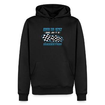 Brakes are just a suggestion, Racing Checkered - Men’s Premium Organic Hoodie - black - Front - Nico (187cm)