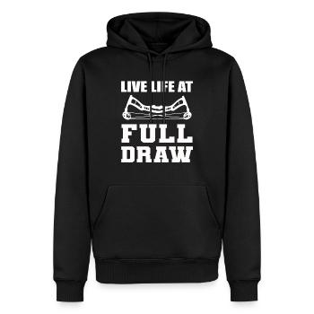 Live Life At Full Draw Bogenschütze - Männer Premium Bio Hoodie - Schwarz - Vorne - Nico (187cm)